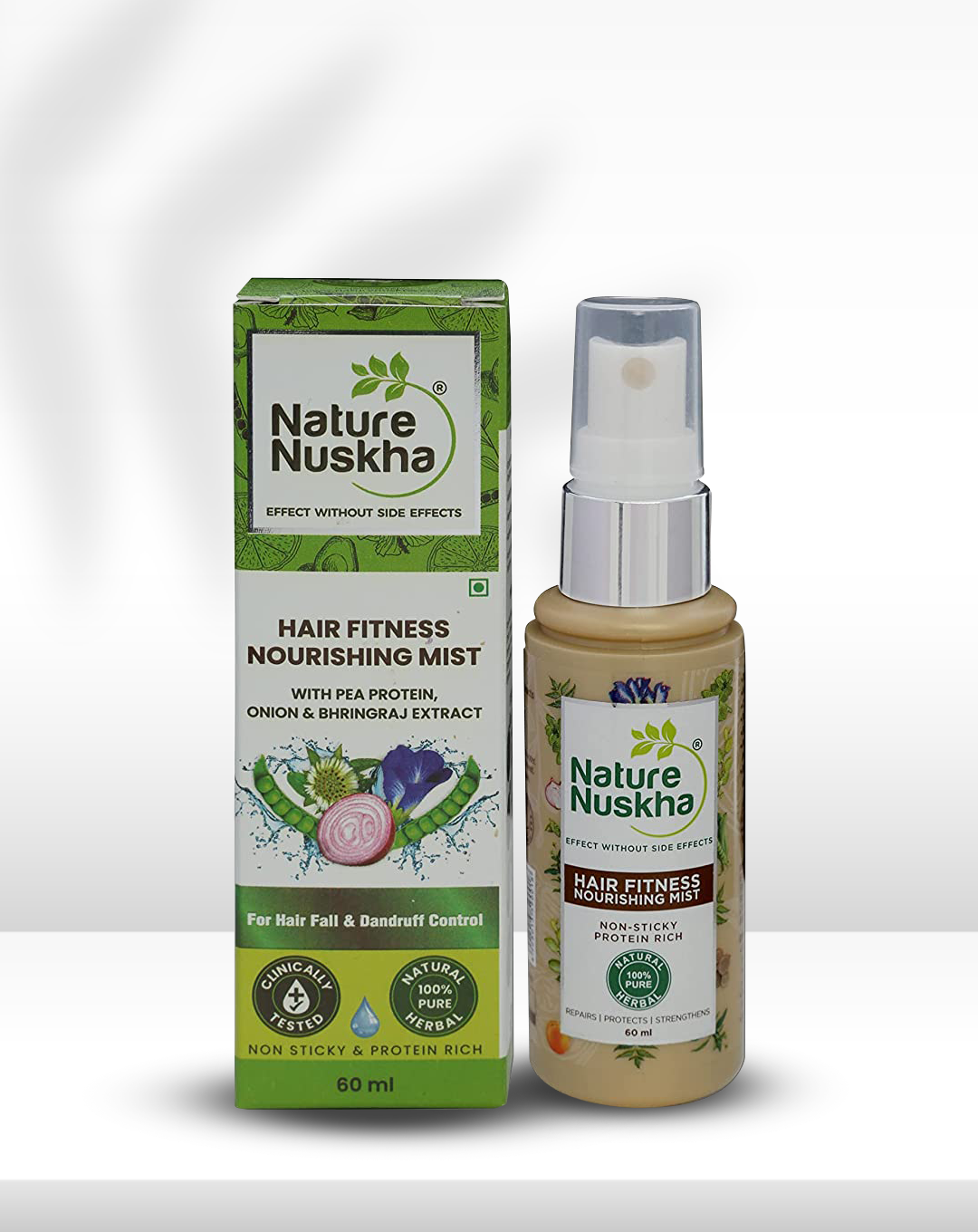 Onion, Pea Protein & Bhringraj Nourishing Hair Mist Spray Non-sticky for Hairfall & Dandruff Control with all Natural Ingredients, (60ml / 100ml)