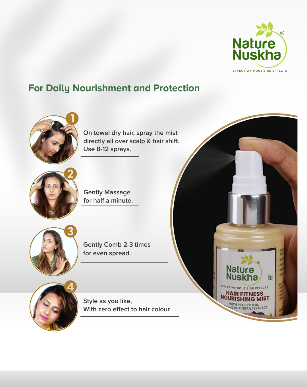 Onion, Pea Protein & Bhringraj Nourishing Hair Mist Spray Non-sticky for Hairfall & Dandruff Control with all Natural Ingredients, (60ml / 100ml)