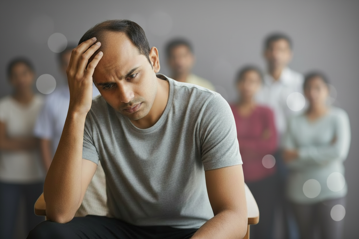 keep the boy at left side of the image and on the right side blur backround with people