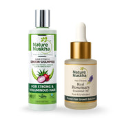 Hair Growth Combo Kit - Real Rosemary Essential Oil 15ml & Onion Shampoo 250ml - Rosemary Oil for Hair Growth, Hair Fall Control, Anti Dandruff, Strengthens Hair - Vitamin E Enriched