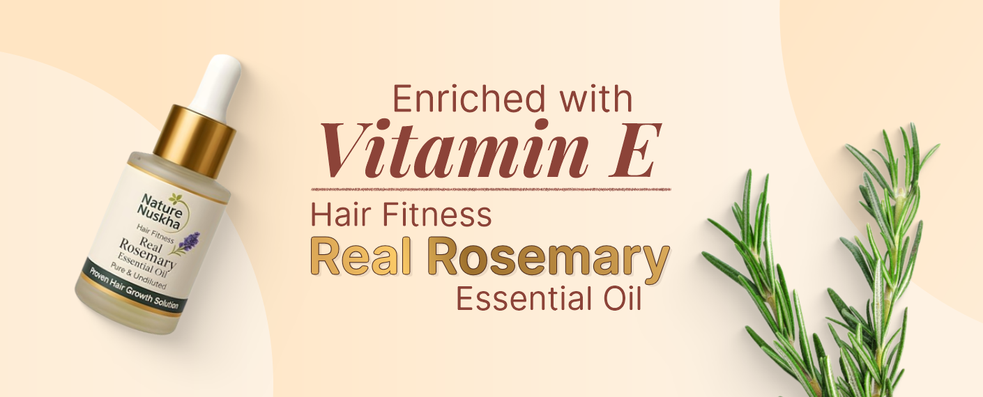 Hair fitness product with rosemary essential oil on a beige background
