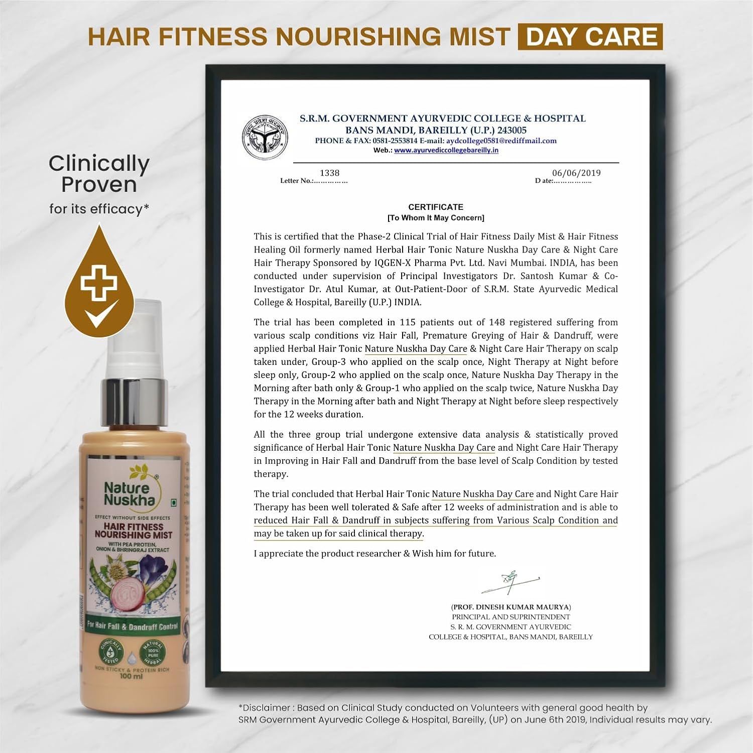 Hair Nourishing Mist Anti Hair Fall & Dandruff Control Spray | Clinically Tested | For Men & Women | With Pea Protein, Onion, Bhringraj & Niacinamide | Non-Sticky Herbal Plant Extract Formula