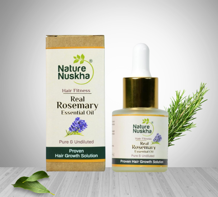 Nature Nuskha Real Rosemary Essential Oil - Pure & Undiluted 15ml - Hair Growth, Hair Fall Control, Skin Care Solution - Strengthens & Nourishes Hair Scalp and Roots, Enriched with Vitamin E