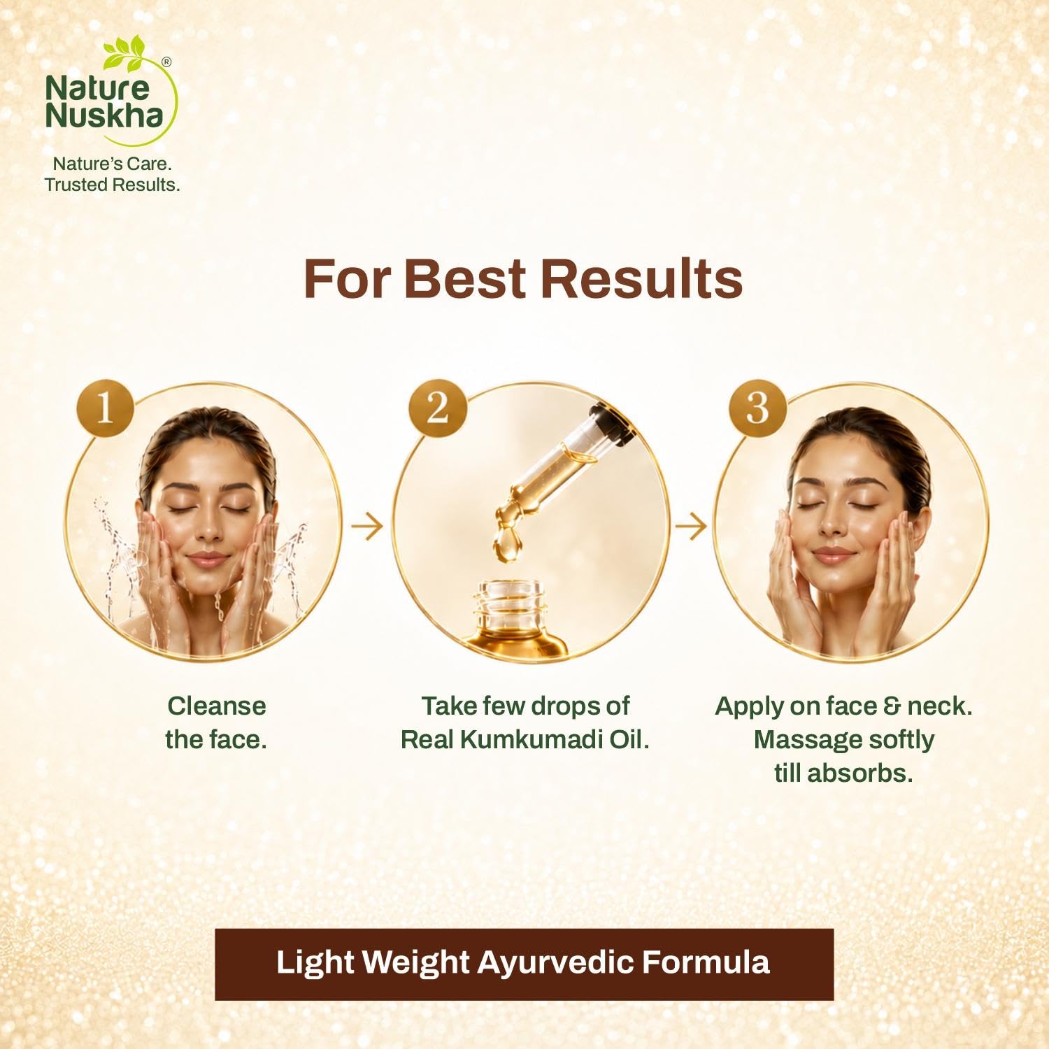 Real Kumkumadi Oil | Dermatologically Tested Face Serum for Glowing Skin, Dark Spots & Pigmentation | Enriched with Kumkumadi Tailam, Almond Oil & Vitamin E