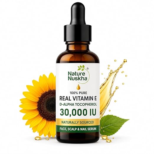 Real Vitamin E Oil 30,000 IU | Undiluted D-Alpha Tocopherol Serum | Dermatologically Tested | For Skin Glow, Hair Nourishment & Stronger Nails | Non-GMO Certified