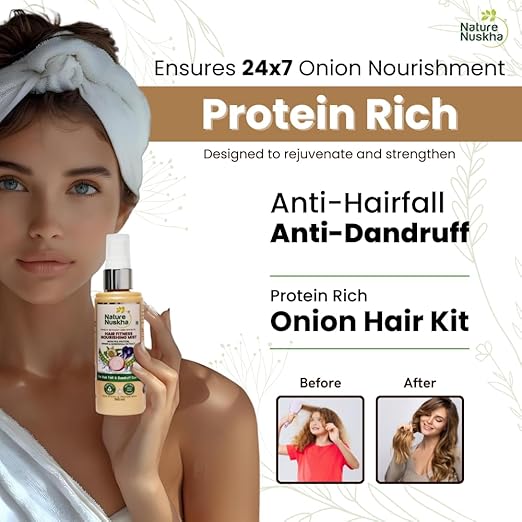 Nature Nuskha Onion Hair Care Kit-Onion Mist 100ml+Onion Shampoo 250ml- Rich In Natural Protein, Sulphur & Amino Acid- Controls Hair Fall, Dandruff- Strengthens Hair Root- No Harmful Chemical- Unisex