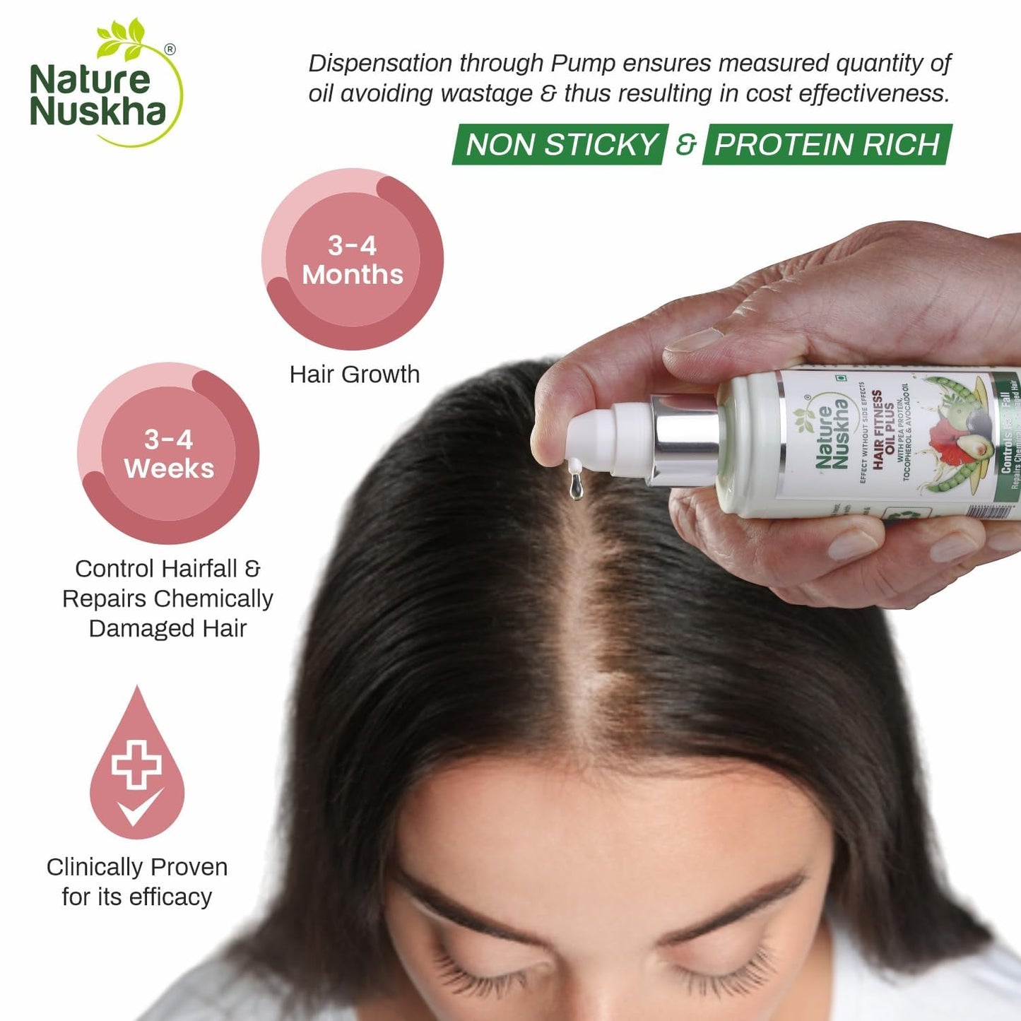 Nature Nuskha 3-Step Complete Hair Care Kit | Visible result in 30 Days on regular use | Onion Shampoo 100ml + Hair Nourishing Mist 100ml + Oil Plus 100ml | Prevent Hair Fall and Dandruff | Natural Hair Fitness Solution