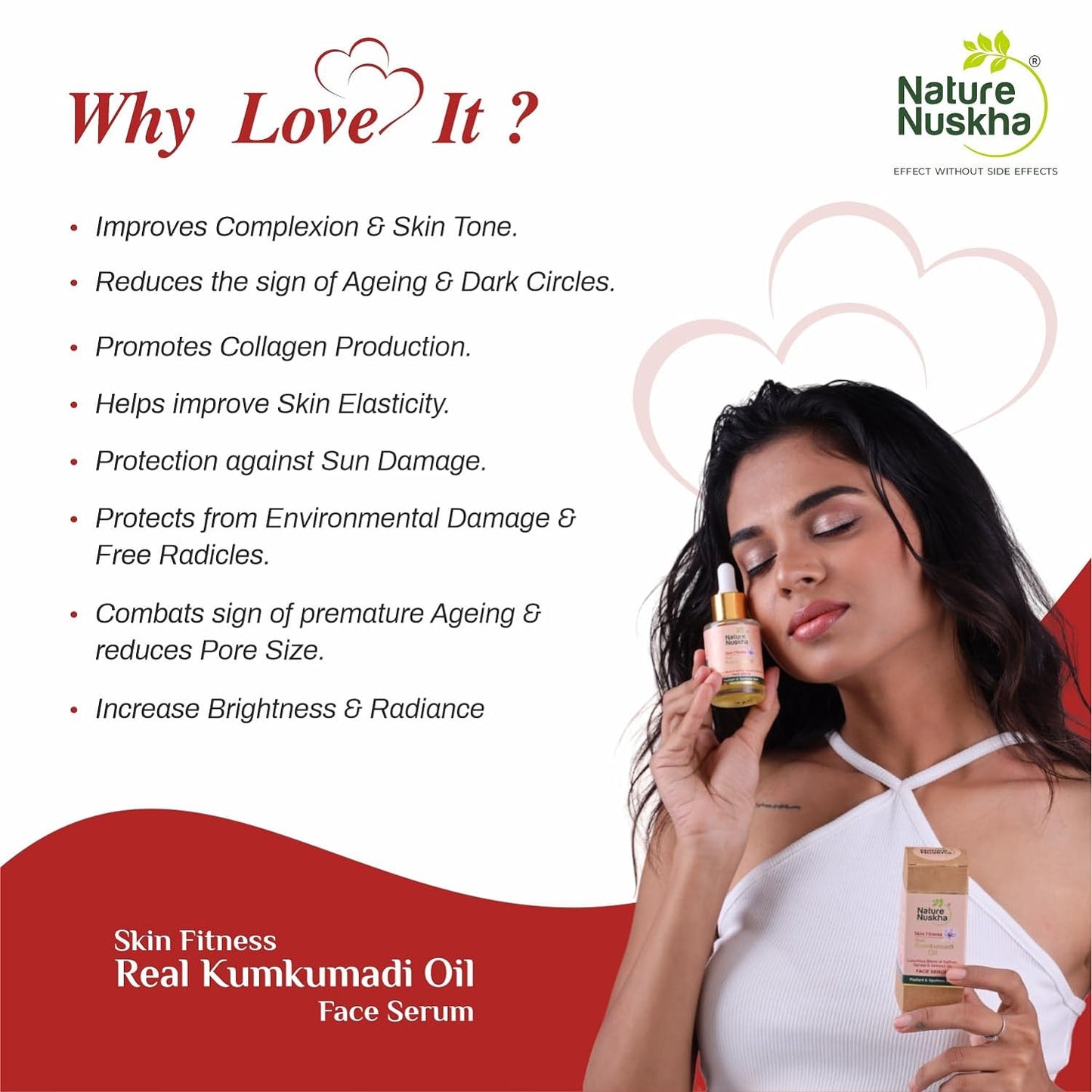 Nature Nuskha Real Kumkumadi Oil | Anti-Ageing Natural Face Serum 25ml with Niacin, Folic Acid, Vitamin E & C | Helps Reduce Dark Spots | Improves Complexion, Skin Tone & Brightness | Unisex