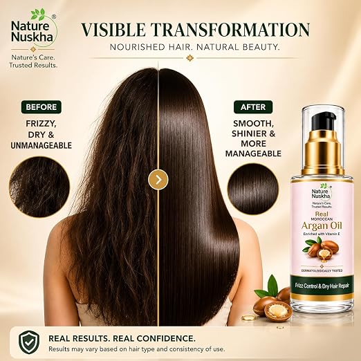Real Moroccan Argan Oil Hair Serum, Dry & Frizzy Hair, 30ml
