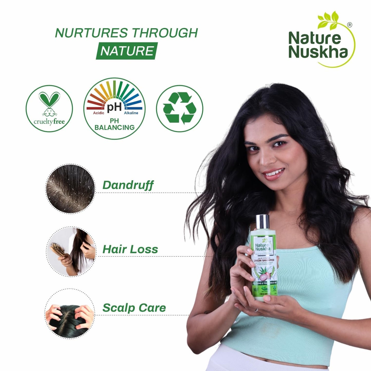 Nature Nuskha 3-Step Complete Hair Care Kit | Visible result in 30 Days on regular use | Onion Shampoo 100ml + Hair Nourishing Mist 100ml + Oil Plus 100ml | Prevent Hair Fall and Dandruff | Natural Hair Fitness Solution