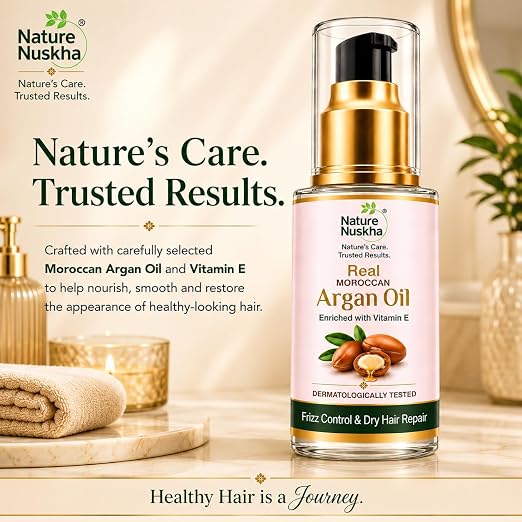 Real Moroccan Argan Oil Hair Serum, Dry & Frizzy Hair, 30ml