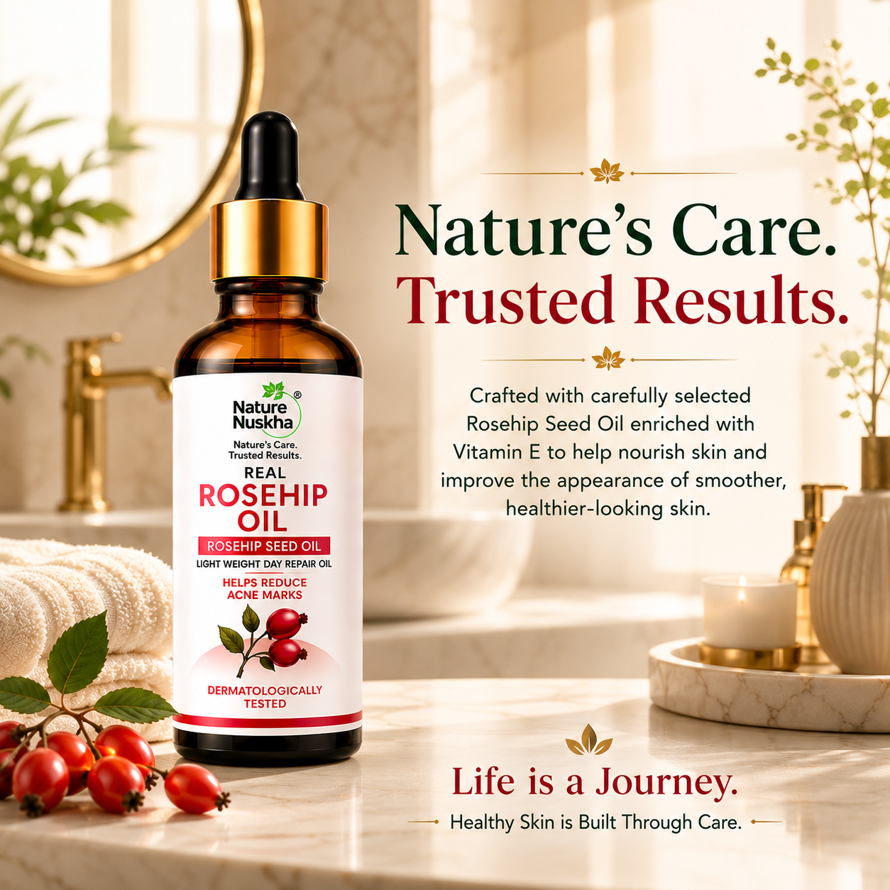 Nature Nuskha Real Rosehip Oil for Face | Day Repair for Acne Marks