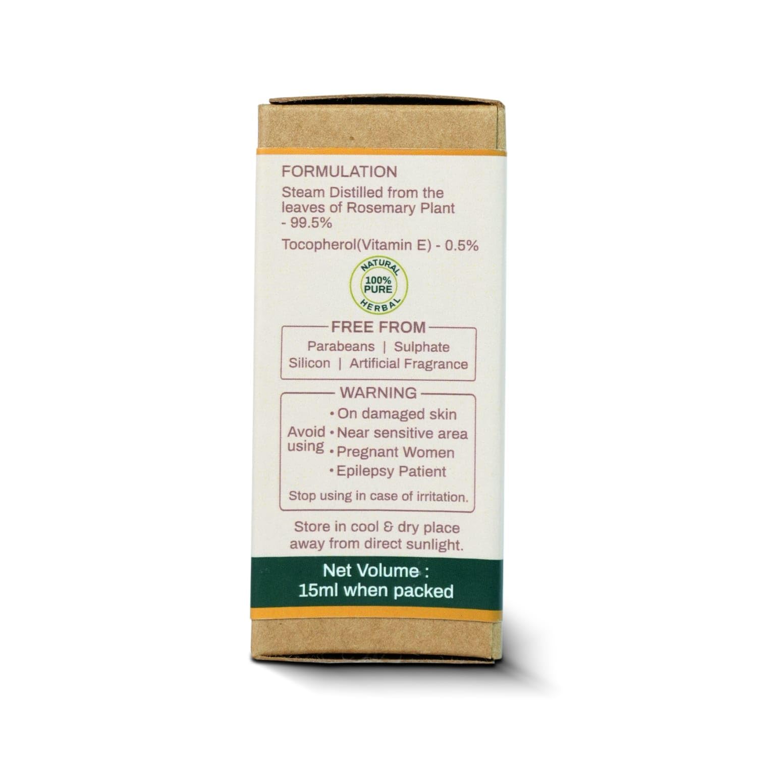 Real Rosemary Essential Oil - Pure & Undiluted with Vitamin E/Boost Hair Growth, Controls Hair fall & Dandruff