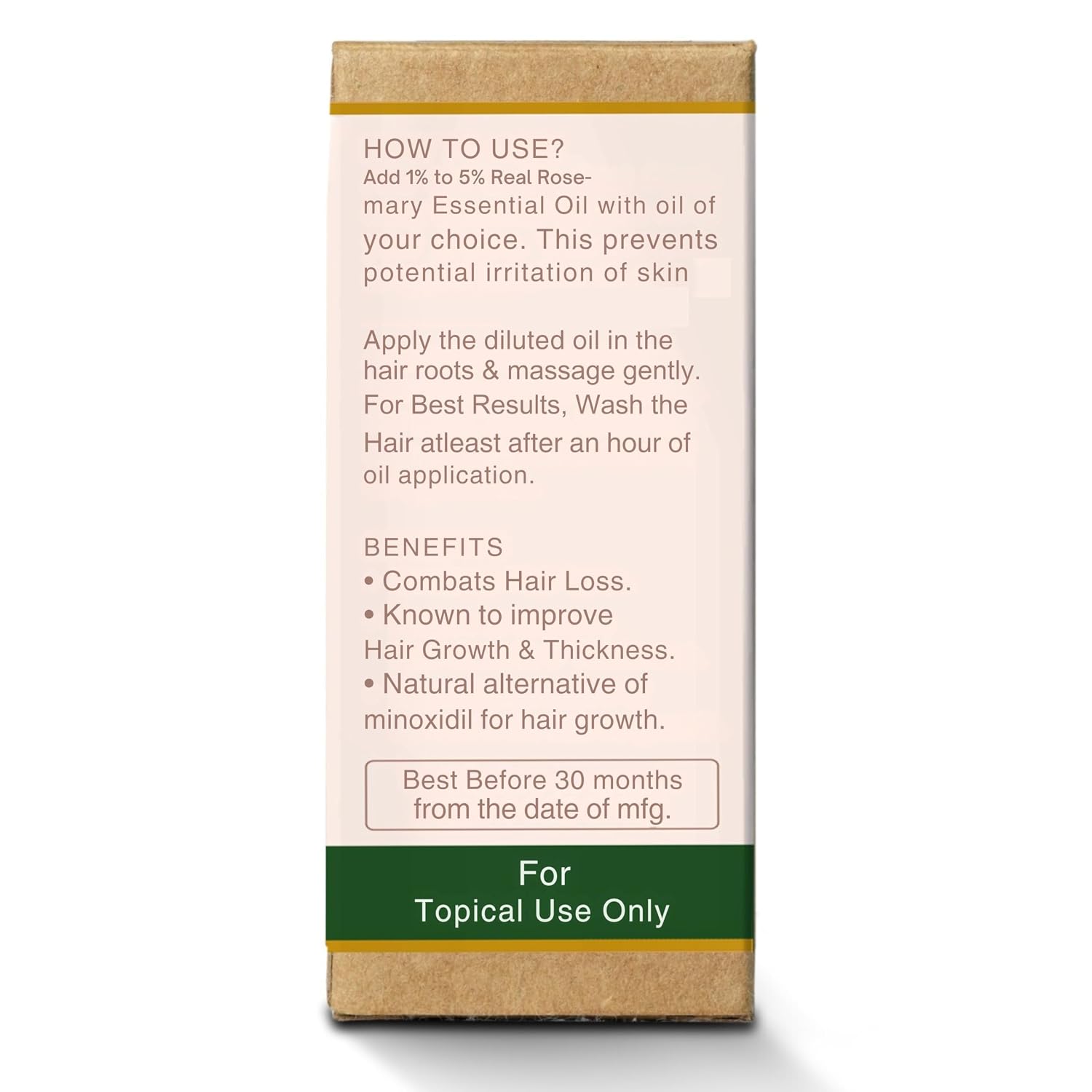 Real Rosemary Essential Oil - Pure & Undiluted with Vitamin E/Boost Hair Growth, Controls Hair fall & Dandruff