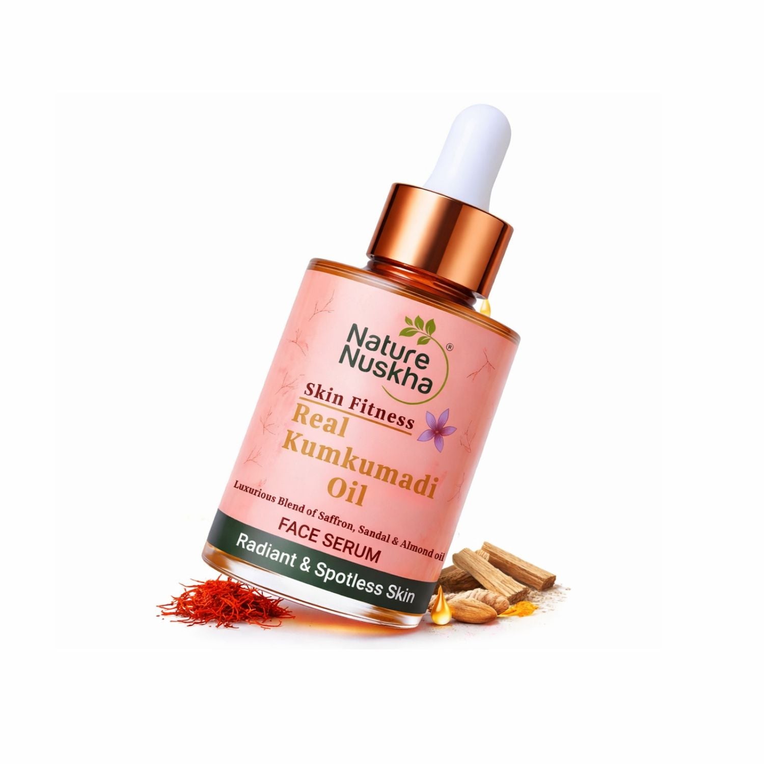 Real Kumkumadi Oil - Anti-Ageing Face Serum with Niacinamide, Vitamin C & E /Dark spots, stretch mark, Bright & Even skin