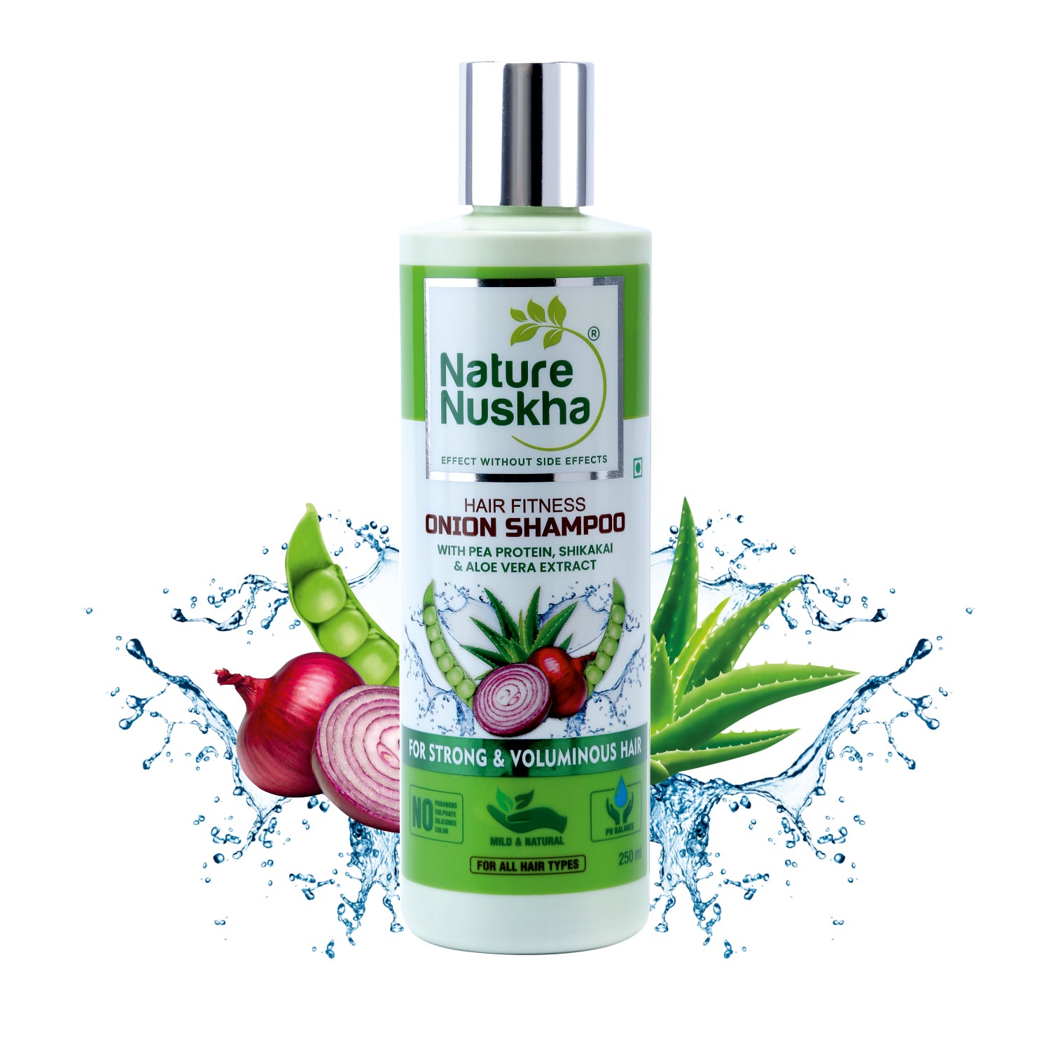 Onion shampoo-Protein rich with Hyaluronic acid, Aloe Vera & Shikakai, for dandruff & hair fall control