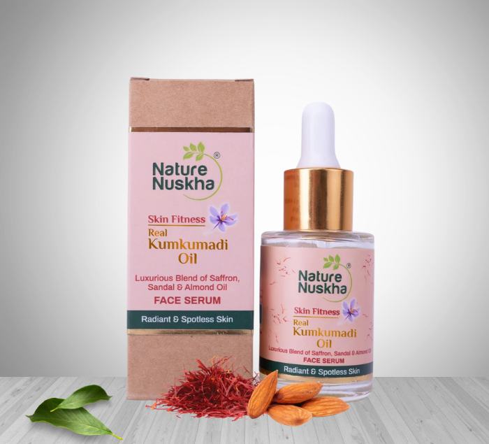 Nature Nuskha Real Kumkumadi Oil | Anti-Ageing Natural Face Serum 25ml with Niacin, Folic Acid, Vitamin E & C | Helps Reduce Dark Spots | Improves Complexion, Skin Tone & Brightness | Unisex