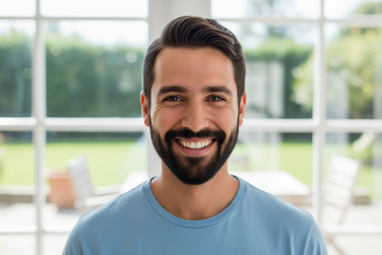 a happy man with clean and smiling face