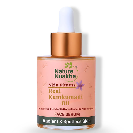 Real Kumkumadi Oil 25ml | Ayurvedic Face Oil with Niacinamide, Vitamin C, E & Folic Acid | Brightens Skin, Fades Dark Spots, Anti Aging Serum | Natural Glow Booster